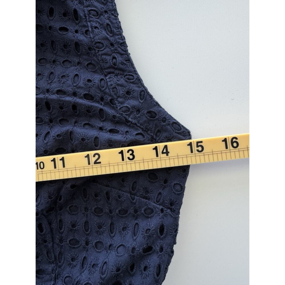 Boden Navy Eyelet Sleeveless Collared Button Belted Modest Preppy US 2R Knee - Picture 9 of 9